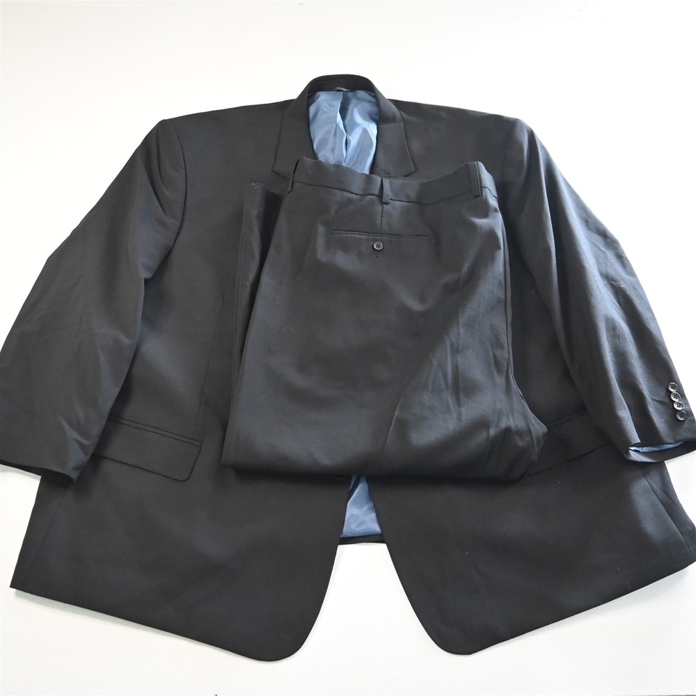NEW GS Perfect Fit 62R 58x30 Black Wool Mens‎ Jacket Pants Suit